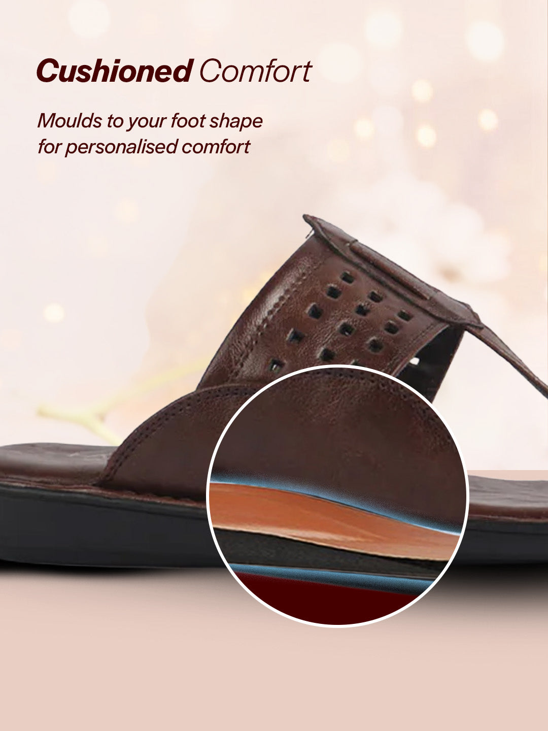 men brown casual outfit kolhapuri toe ring strap ortho slippers|memory cushioned footbed|ultra lightweight and comfort slip on slipper