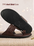 men brown casual outfit kolhapuri toe ring strap ortho slippers|memory cushioned footbed|ultra lightweight and comfort slip on slipper