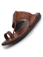 Men Tan Casual Outfit Kolhapuri Toe Ring Strap Ortho Slippers|Memory Cushioned Footbed|Ultra Lightweight and Comfort Slip On Slipper