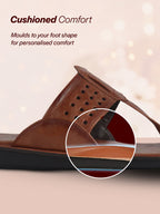 men tan casual outfit kolhapuri toe ring strap ortho slippers|memory cushioned footbed|ultra lightweight and comfort slip on slipper