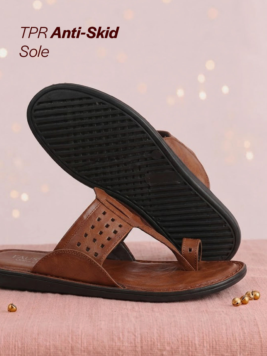 men tan casual outfit kolhapuri toe ring strap ortho slippers|memory cushioned footbed|ultra lightweight and comfort slip on slipper