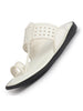 Men White Casual Outfit Kolhapuri Toe Ring Strap Ortho Slippers|Memory Cushioned Footbed|Ultra Lightweight and Comfort Slip On Slipper