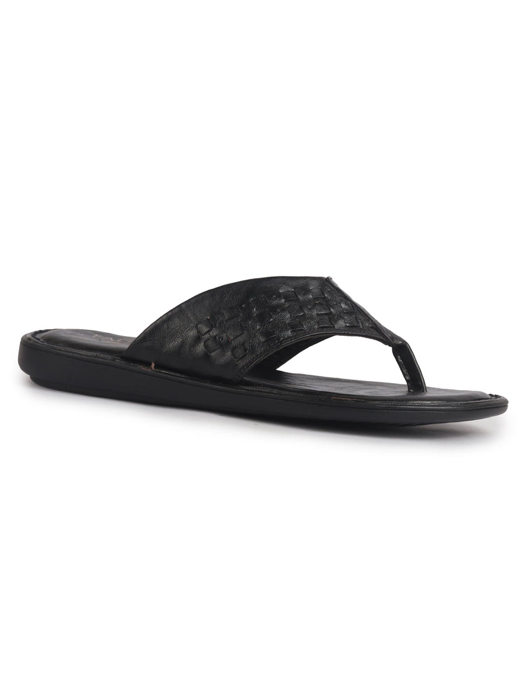 leather t-strap slippers men