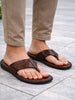 Men Brown Casual Outfit Ortho T-Strap Thong Slippers|Memory Cushioned Footbed|Ultra Lightweight and Comfort Slip On Slipper