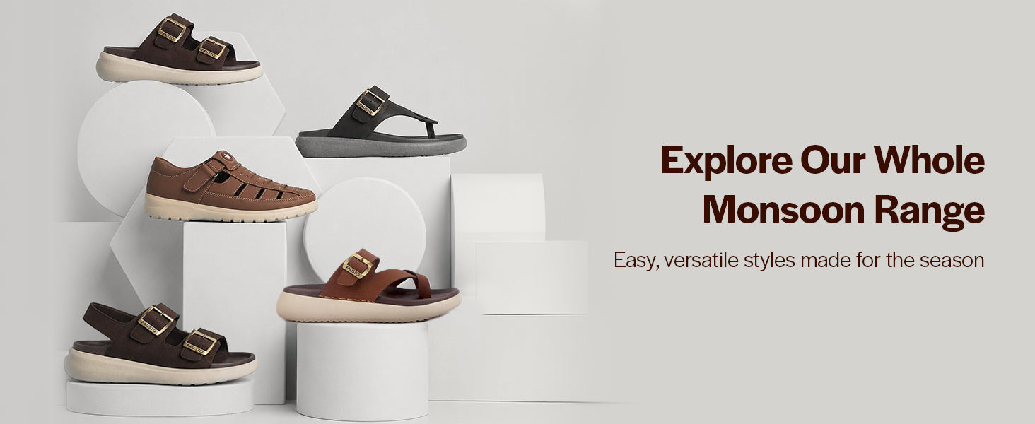 Men Black Open Toe Buckle Strap Stitched Waterproof Sandals|Soft Cushioned Insole|Summer Slip-On Slipper|Perfect For Monsoon Rainy Season