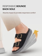 Men Black Open Toe Buckle Strap Stitched Waterproof Sandals|Soft Cushioned Insole|Summer Slip-On Slipper|Perfect For Monsoon Rainy Season