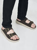 Men Brown Open Toe Buckle Strap Stitched Waterproof Sandals|Soft Cushioned Insole|Summer Slip-On Slipper|Perfect For Monsoon Rainy Season
