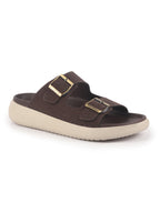 Men Brown Open Toe Buckle Strap Stitched Waterproof Sandals|Soft Cushioned Insole|Summer Slip-On Slipper|Perfect For Monsoon Rainy Season