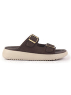 Men Brown Open Toe Buckle Strap Stitched Waterproof Sandals|Soft Cushioned Insole|Summer Slip-On Slipper|Perfect For Monsoon Rainy Season