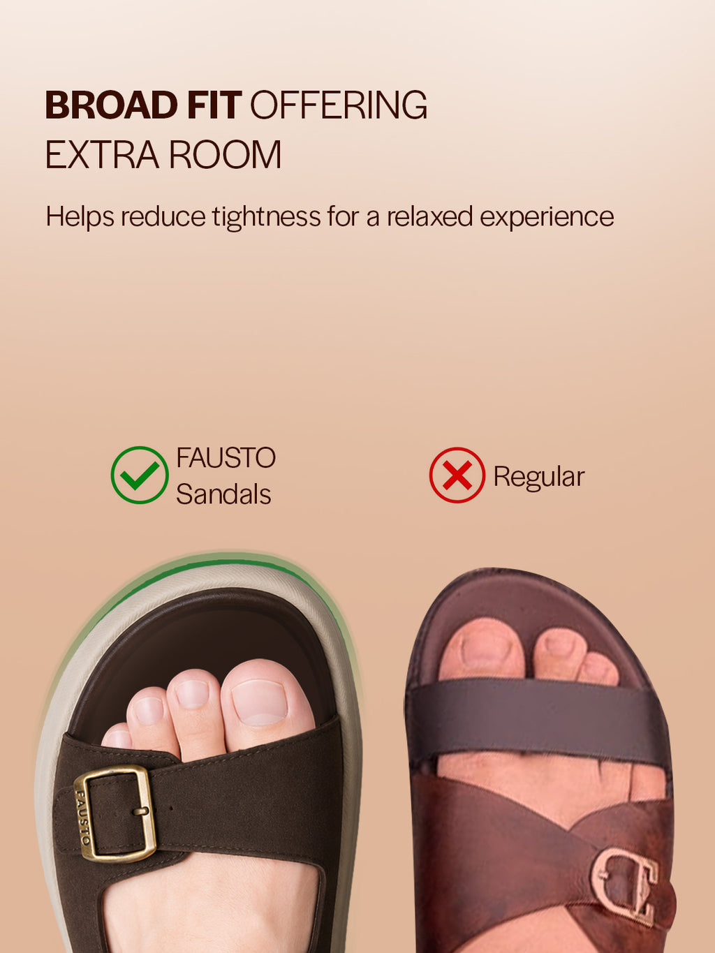 Men Brown Open Toe Buckle Strap Stitched Waterproof Sandals|Soft Cushioned Insole|Summer Slip-On Slipper|Perfect For Monsoon Rainy Season