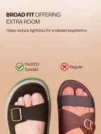 Men Brown Open Toe Buckle Strap Stitched Waterproof Sandals|Soft Cushioned Insole|Summer Slip-On Slipper|Perfect For Monsoon Rainy Season