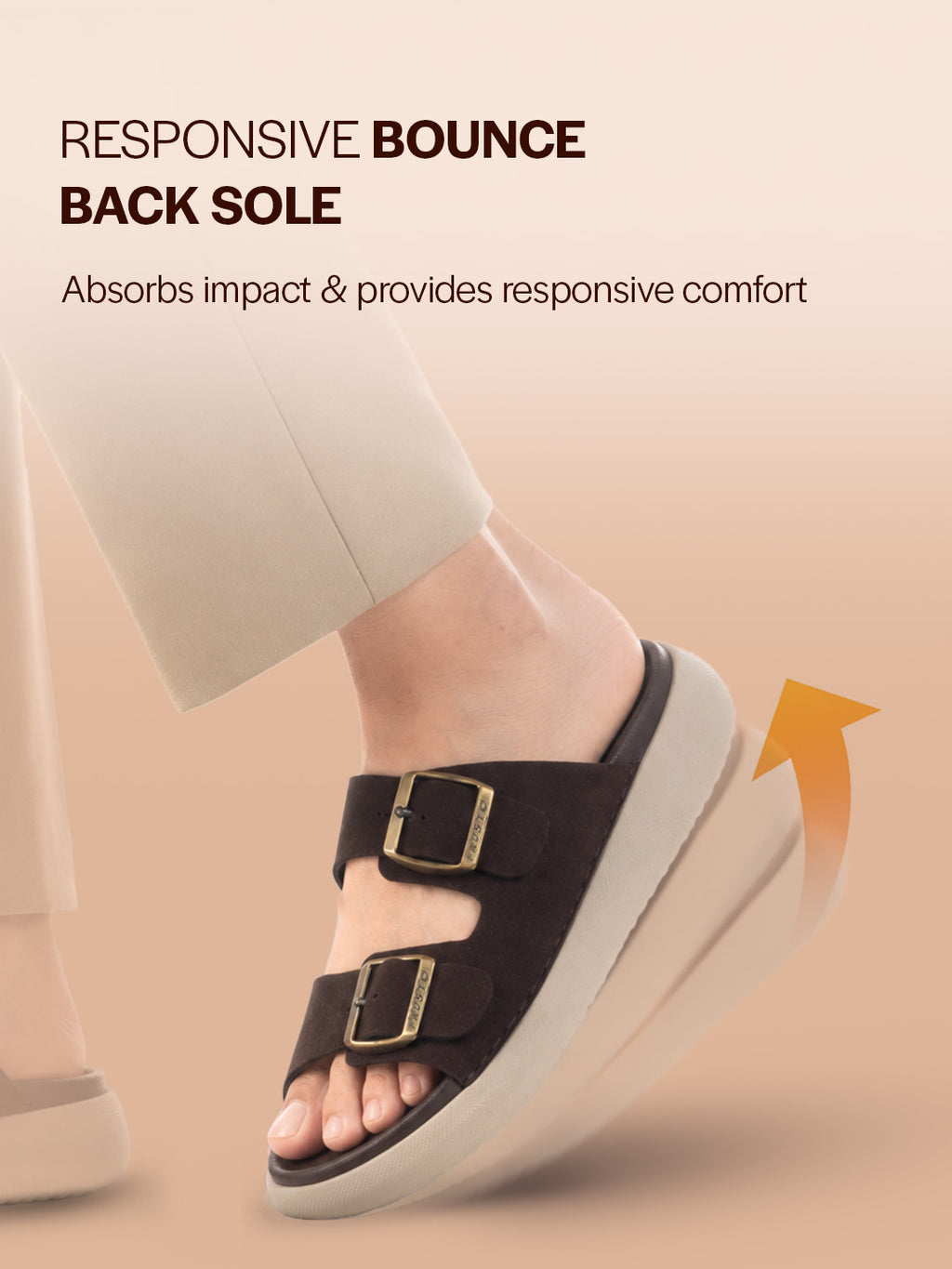 Men Brown Open Toe Buckle Strap Stitched Waterproof Sandals|Soft Cushioned Insole|Summer Slip-On Slipper|Perfect For Monsoon Rainy Season