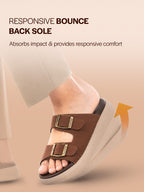 Men Tan Open Toe Buckle Strap Stitched Waterproof Sandals|Soft Cushioned Insole|Summer Slip-On Slipper|Perfect For Monsoon Rainy Season