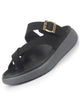 Men Black Toe Ring Criss Cross Buckle Strap Side Stitched Waterproof Summer Slip On Sandals|Comfort Sole|Lightweight Slippers for Rainy Monsoon Season
