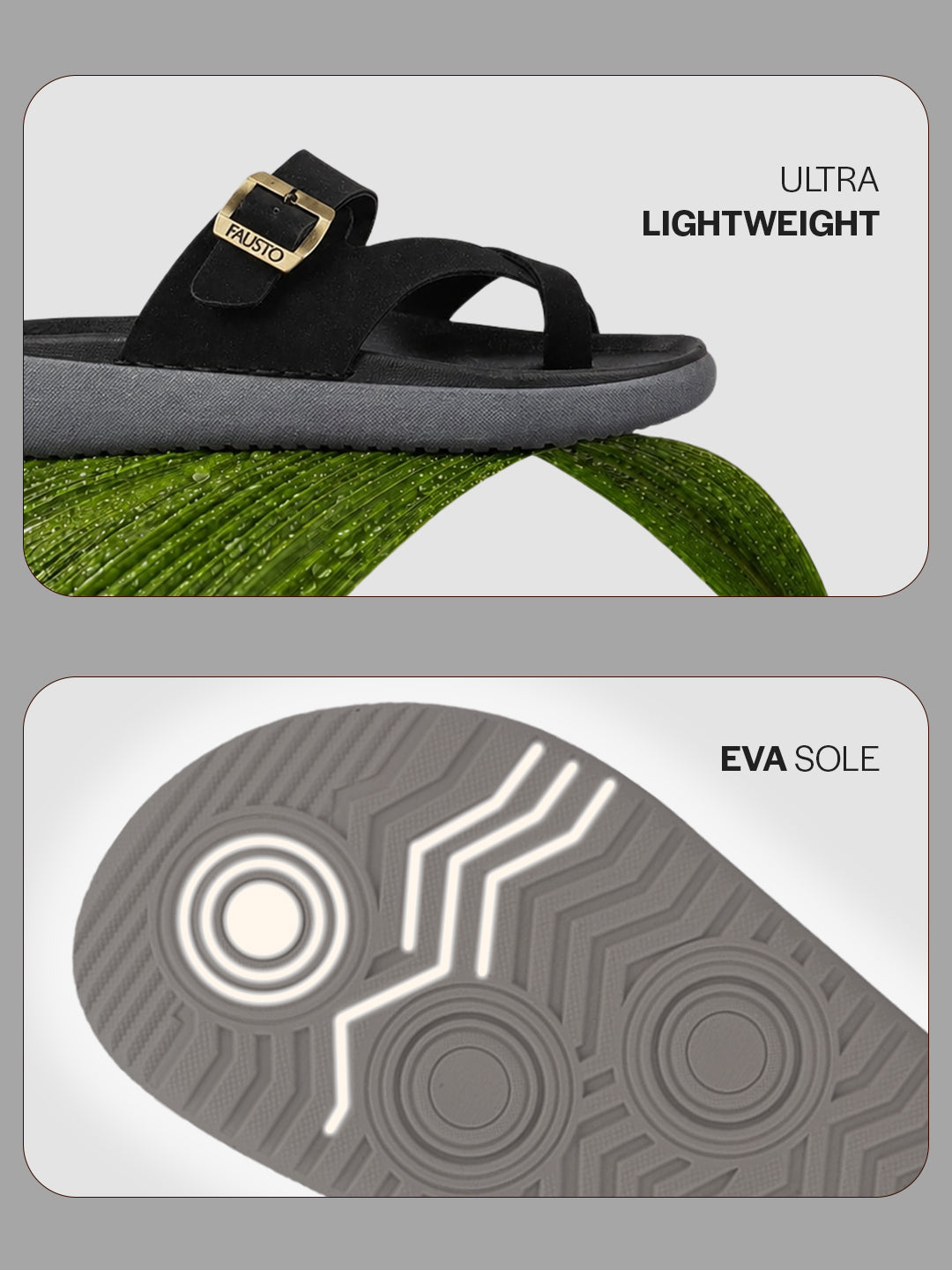 Men Black Toe Ring Criss Cross Buckle Strap Side Stitched Waterproof Summer Slip On Sandals|Comfort Sole|Lightweight Slippers for Rainy Monsoon Season