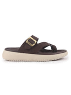 Men Brown Toe Ring Criss Cross Buckle Strap Side Stitched Waterproof Summer Slip On Sandals|Comfort Sole|Lightweight Slippers for Rainy Monsoon Season
