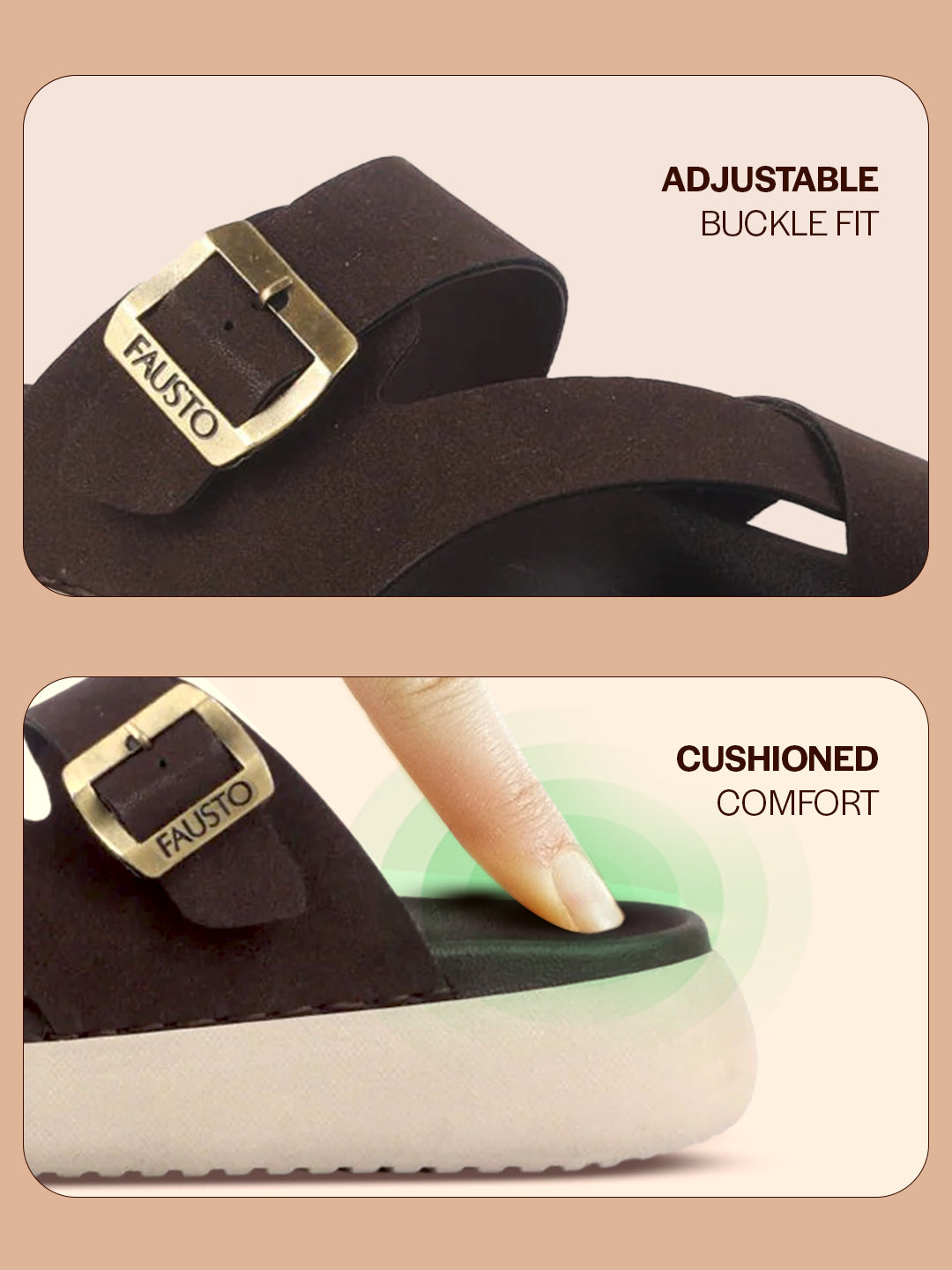 Men Brown Toe Ring Criss Cross Buckle Strap Side Stitched Waterproof Summer Slip On Sandals|Comfort Sole|Lightweight Slippers for Rainy Monsoon Season
