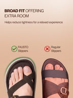 Men Brown Toe Ring Criss Cross Buckle Strap Side Stitched Waterproof Summer Slip On Sandals|Comfort Sole|Lightweight Slippers for Rainy Monsoon Season