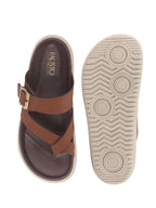 leather t-strap slippers men