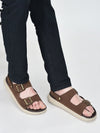Men Brown Open Toe Double Adjustable Strap Stitched Waterproof Sandals with Back Support|Soft Cushioned Insole|Lightweight Summer Slip-On Slipper|Perfect For Monsoon Rainy Season