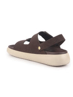 Men Brown Open Toe Double Adjustable Strap Stitched Waterproof Sandals with Back Support|Soft Cushioned Insole|Lightweight Summer Slip-On Slipper|Perfect For Monsoon Rainy Season