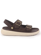 Men Brown Open Toe Double Adjustable Strap Stitched Waterproof Sandals with Back Support|Soft Cushioned Insole|Lightweight Summer Slip-On Slipper|Perfect For Monsoon Rainy Season