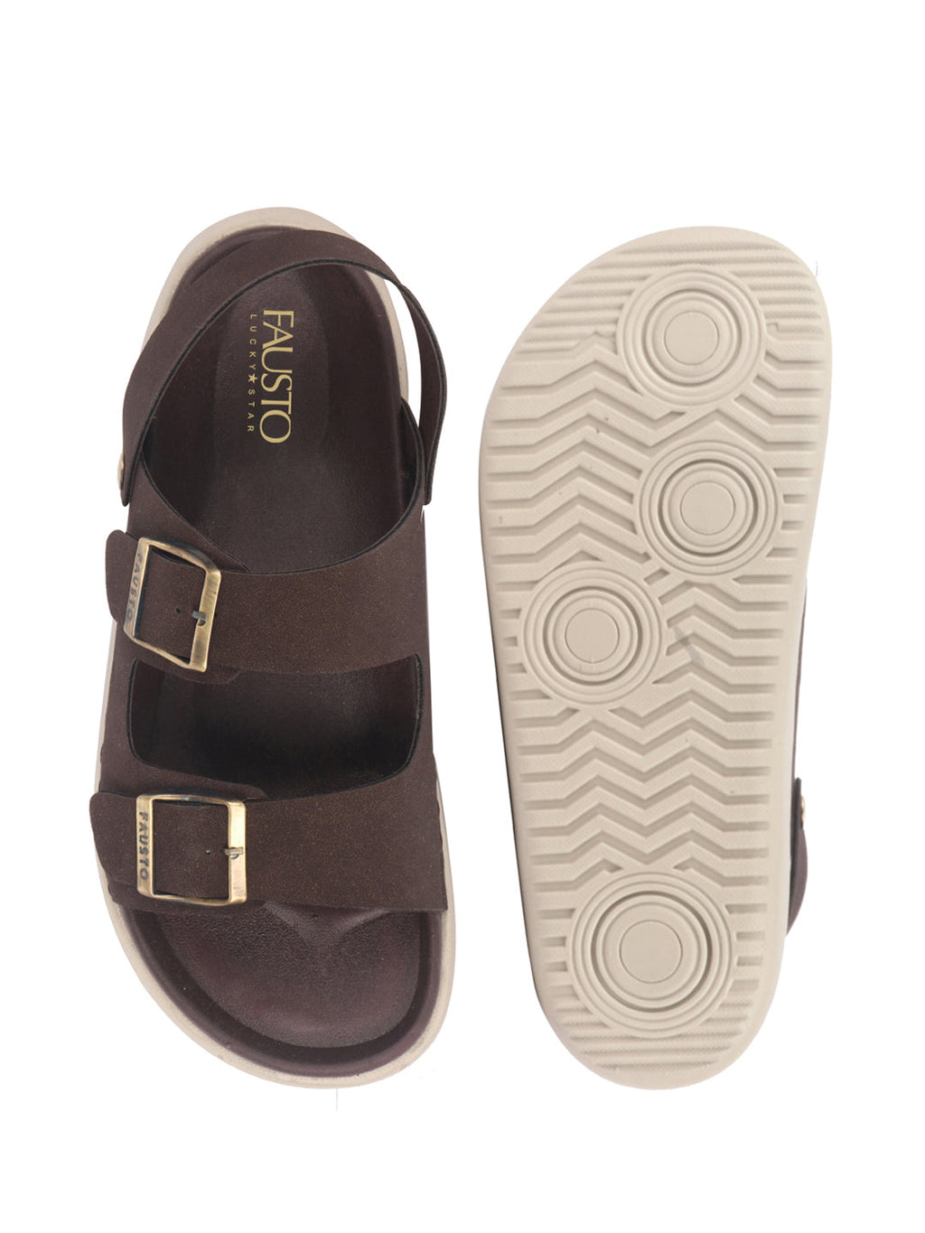 Men Brown Open Toe Double Adjustable Strap Stitched Waterproof Sandals with Back Support|Soft Cushioned Insole|Lightweight Summer Slip-On Slipper|Perfect For Monsoon Rainy Season