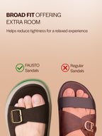 Men Brown Open Toe Double Adjustable Strap Stitched Waterproof Sandals with Back Support|Soft Cushioned Insole|Lightweight Summer Slip-On Slipper|Perfect For Monsoon Rainy Season