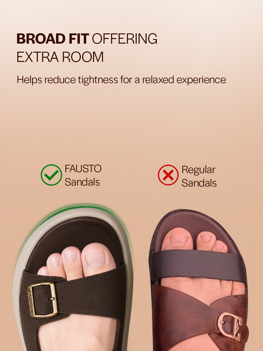 Men Brown Open Toe Double Adjustable Strap Stitched Waterproof Sandals with Back Support|Soft Cushioned Insole|Lightweight Summer Slip-On Slipper|Perfect For Monsoon Rainy Season