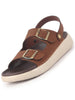 Men Tan Open Toe Double Adjustable Strap Stitched Waterproof Sandals with Back Support|Soft Cushioned Insole|Lightweight Summer Slip-On Slipper|Perfect For Monsoon Rainy Season