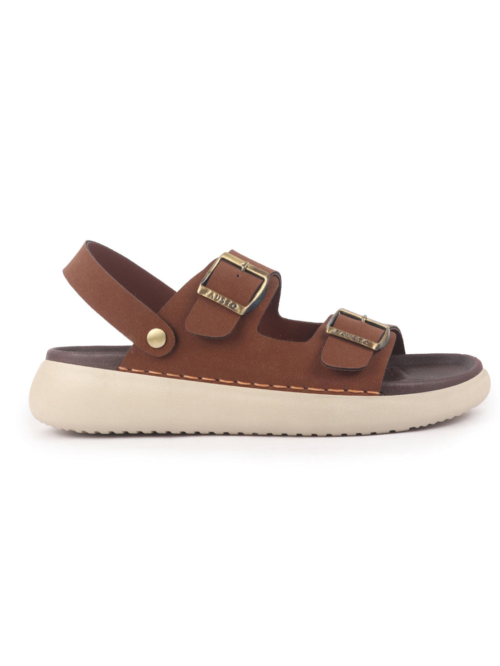 men tan open toe double adjustable strap stitched waterproof sandals with back support|soft cushioned insole|lightweight summer slip-on slipper|perfect for monsoon rainy season