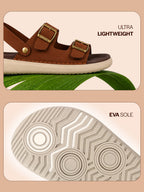 Men Tan Open Toe Double Adjustable Strap Stitched Waterproof Sandals with Back Support|Soft Cushioned Insole|Lightweight Summer Slip-On Slipper|Perfect For Monsoon Rainy Season