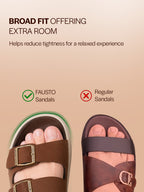 Men Tan Open Toe Double Adjustable Strap Stitched Waterproof Sandals with Back Support|Soft Cushioned Insole|Lightweight Summer Slip-On Slipper|Perfect For Monsoon Rainy Season