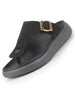 Men Black Buckle Adjustable T-Strap Side Stitched Summer Waterproof Slip On Sandals|Comfort Featherlite Insole|Thong Slipper for Monsoon Rainy Season