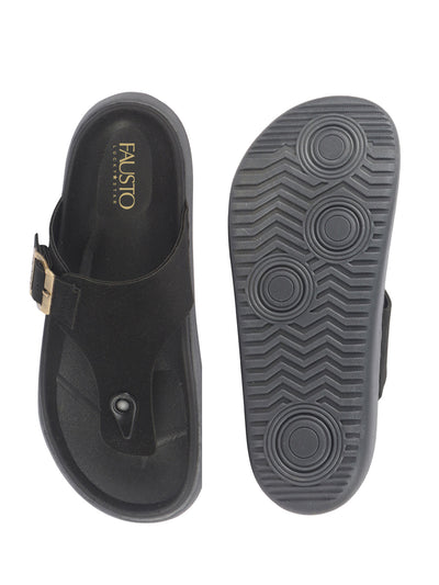 leather t-strap slippers men