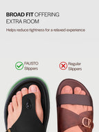 Men Black Buckle Adjustable T-Strap Side Stitched Summer Waterproof Slip On Sandals|Comfort Featherlite Insole|Thong Slipper for Monsoon Rainy Season