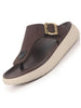 Men Brown Buckle Adjustable T-Strap Side Stitched Summer Waterproof Slip On Sandals|Comfort Featherlite Insole|Thong Slipper for Monsoon Rainy Season