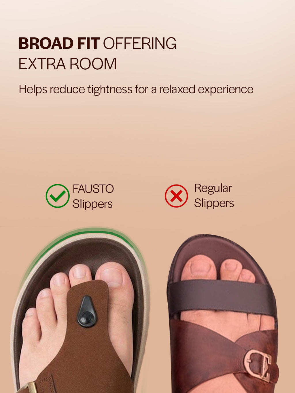 Men Tan Buckle Adjustable T-Strap Side Stitched Summer Waterproof Slip On Sandals|Comfort Featherlite Insole|Thong Slipper for Monsoon Rainy Season