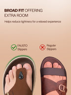 Men Tan Buckle Adjustable T-Strap Side Stitched Summer Waterproof Slip On Sandals|Comfort Featherlite Insole|Thong Slipper for Monsoon Rainy Season