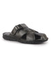 Men Black Genuine Leather Multi Strap Closed Toe Broad Feet Slip On Slippers with Adjustable Strap|Fishermen Sandals with Cushioned Footbed For Comfort|Anti Skid Lightweight Sole