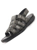 Men Black Genuine Leather Multi Strap Open Toe Broad Feet Roman Sandals with Adjustable Back Strap|All Day Comfort with Cushioned Footbed|Slip Resistant Lightweight Sole