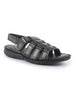Men Black Genuine Leather Multi Strap Open Toe Broad Feet Roman Sandals with Adjustable Back Strap|All Day Comfort with Cushioned Footbed|Slip Resistant Lightweight Sole