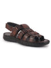 Men Brown Genuine Leather Multi Strap Open Toe Broad Feet Roman Sandals with Adjustable Back Strap|All Day Comfort with Cushioned Footbed|Slip Resistant Lightweight Sole