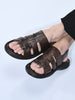 Men Brown Genuine Leather Multi Strap Open Toe Broad Feet Fisherman Sandals with Adjustable Back Strap|All Day Comfort with Memory Cushion Insole|Anti Skid Lightweight Sole