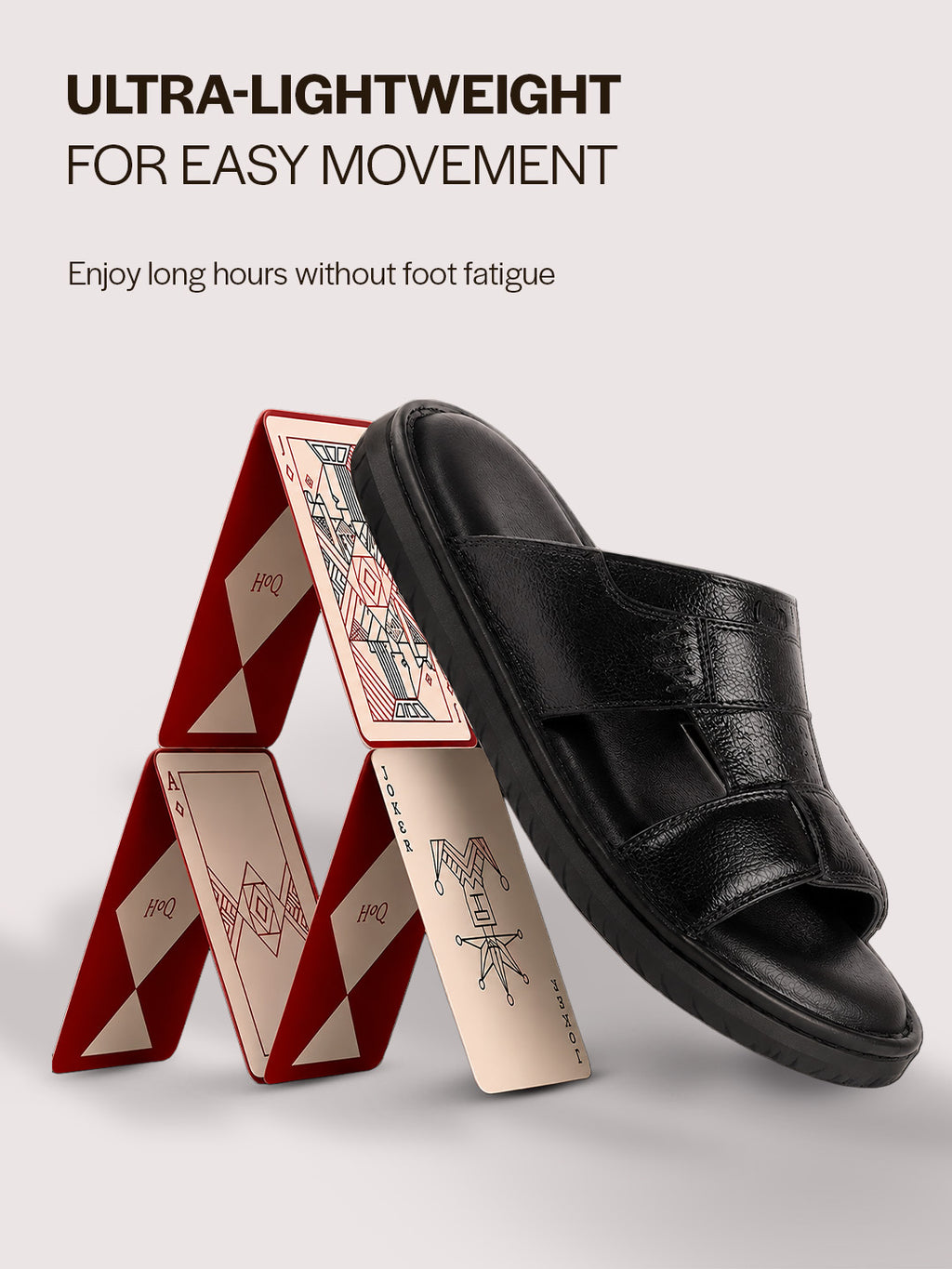 Men Black Genuine Leather Dual Strap EVA Sole Sandals|Open Toe Casual Slip On Slippers|Side Stitched Sliders with Memory Cushioned Insole