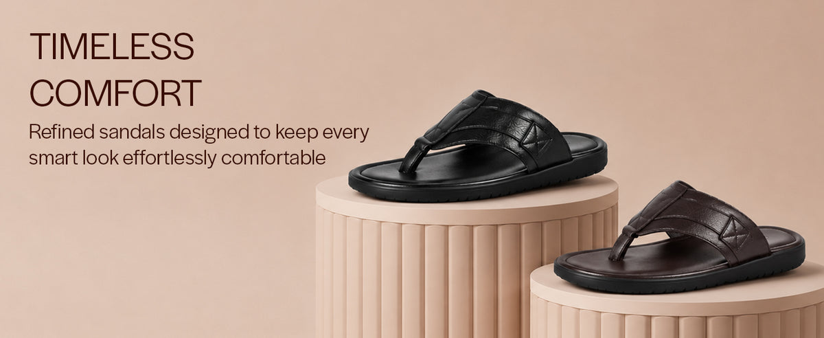 Men Brown Genuine Leather T-Strap EVA Sole Slip On Slippers|Side Stitched Thong Sandals|Memory Cushioned Insole