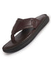 Men Black Genuine Leather T-Strap EVA Sole Slip On Slippers|Side Stitched Thong Sandals|Memory Cushioned Insole