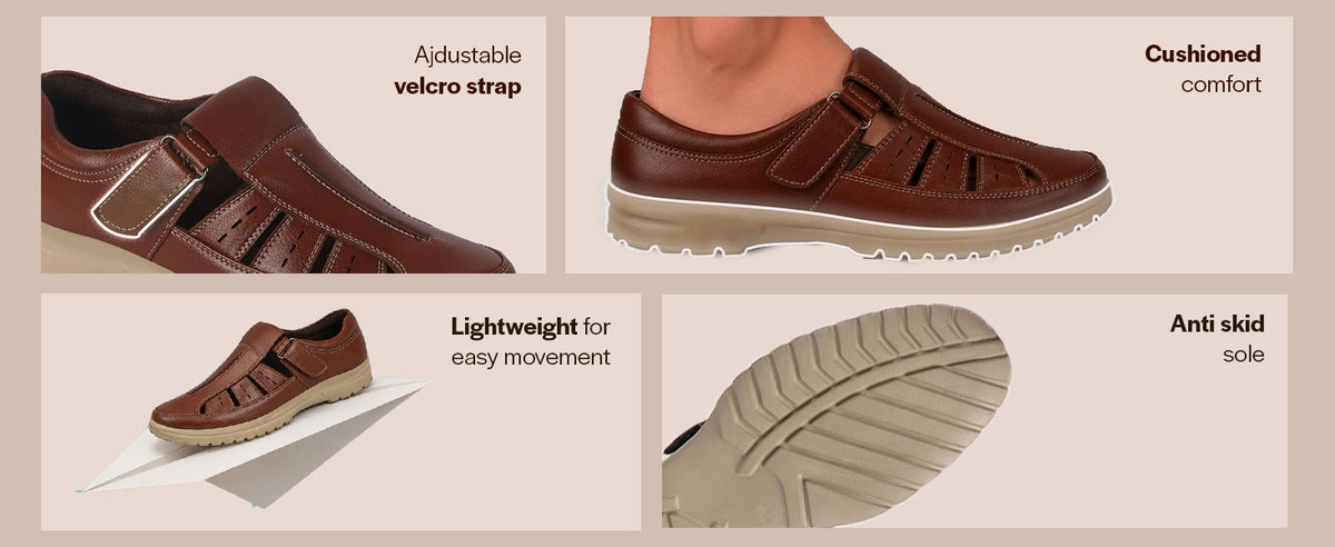 Men Brown Semi-Formal Fisherman Breathable Shoe-Style Sandals|Sporty Casual Closed Toe Sandals with Cushioned Footbed|Travel-Friendly, Comfort, Lightweight EVA Sole
