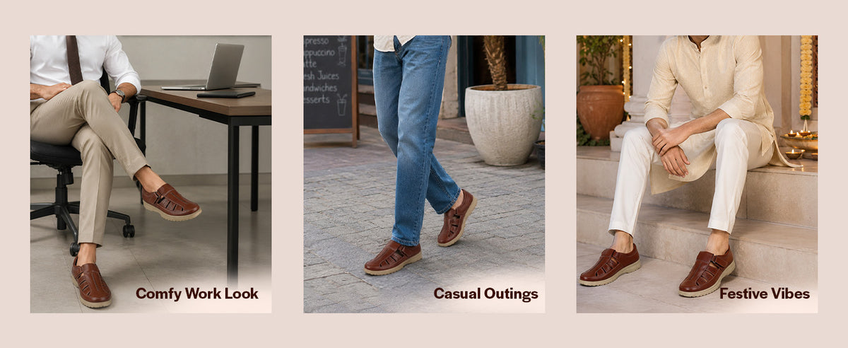 Men Brown Semi-Formal Fisherman Breathable Shoe-Style Sandals|Sporty Casual Closed Toe Sandals with Cushioned Footbed|Travel-Friendly, Comfort, Lightweight EVA Sole