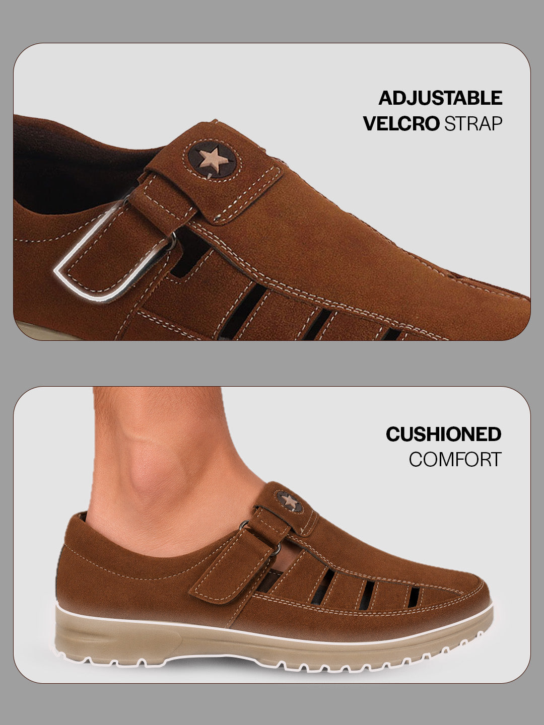 casual hook and loop suede shoes